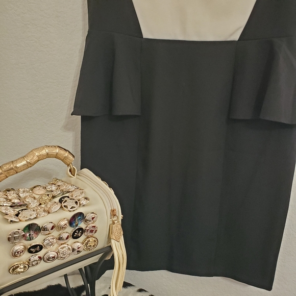 B.Smart Black and white peplum style dress sz.11/12 - Picture 8 of 9